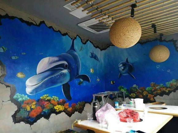 餐館墻繪畫圖片